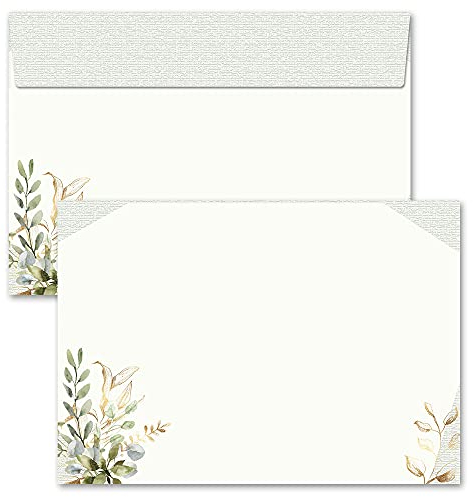 25 Briefumschläge GRÜNE ZWEIGE Blumen & Blüten DIN C6 (162x114 mm)