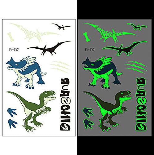 Dino für Kinder Dinosour Temporäre Tattoos Leuchtende Harzaufkleber, die im Dunkeln leuchten, Füller, Handwerk