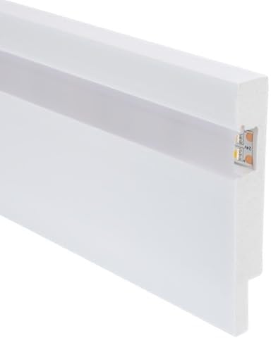 LEDKIA LIGHTING - Moldura Rodapié para Tira LED | Instalación rápida | Decoración e iluminación indirecta, Poliestireno, 10 m