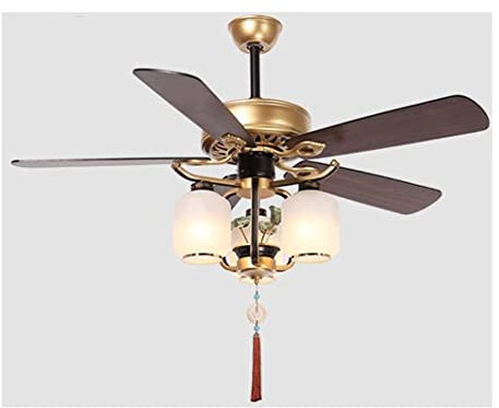 Ventilador de techo con luz Ventilador de techo de 42 pulgadas con 3/6 E27 (sin luz) y control remoto, ventilador de techo estilo linterna con cinco hojas de madera reversibles ( Color : 42 inches )