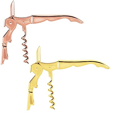 Mirage Corkscrews Wine Key Double Hinge Wine Opener Waiter Corkscrews Rose Gold 2 PCS