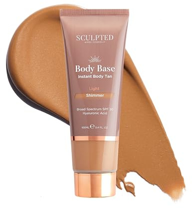 Body Base Instant Tan from Sculpted by Aimee 100ml - Water-Resistant, Hydrating, Luminous Lotion with SPF30 for an Instant Natural Tan (Light Shimmer)