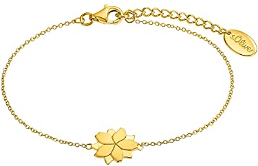 s.Oliver Armband 925 Sterling Silber Damen Armschmuck, 17+3 cm, Gold, Lotusblüte, Kommt in Schmuck Geschenk Box, 2034189