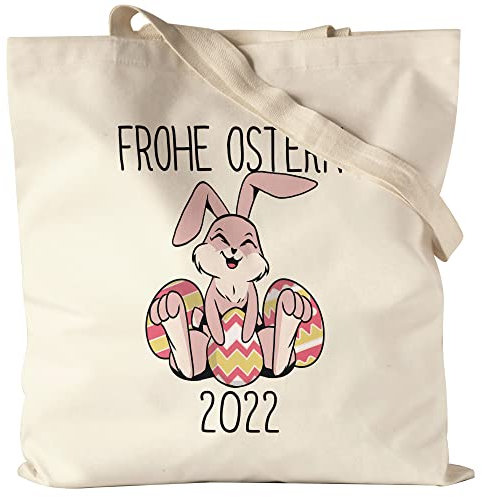 Hey!Print Frohe Ostern 2022 Jutebeutel Stoffbeutel Canvas Osterhase Osterei Ostergeschenk Ostern