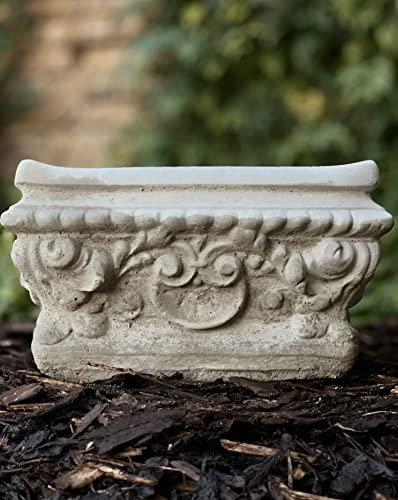 OLOMA Fioriera grande in pietra grigia per decorazione da giardino, realizzata a mano, quadrata, resistente alle intemperie, per interni ed esterni