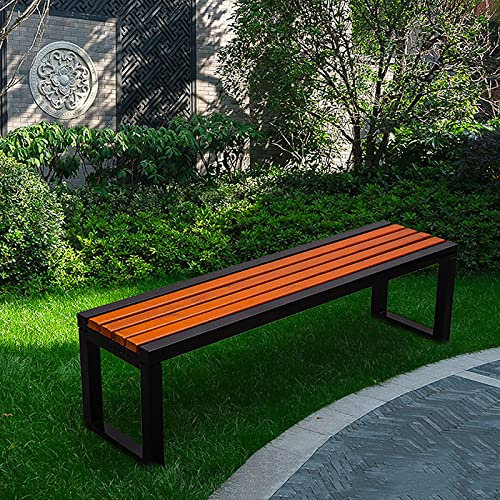 WYZCHDM Gartenbank Ohne Lehne Massivholzbank 3-Sitzer Parkbank Terrassenbänke, Wasserdichtes Metall Wetterfest Robust Stabil Langlebig Gartenmöbel, für Garten Veranda Hof 120 * 40 * 45cm