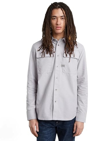 G-Star RAW Herren CPO Regular Hemd, Mehrfarben (Correct Grey/White Oxford D23583-C895-C760), S