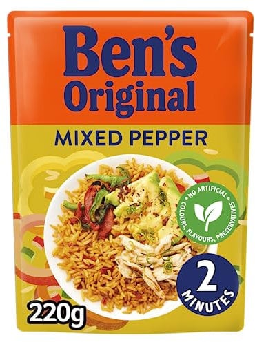 Ben's Original Mixed Peppers Microwave Rice Pouch 220g - Serves 2