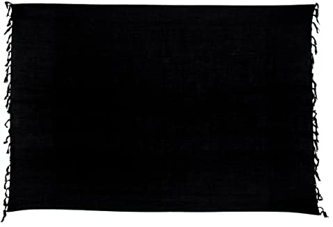 Ciffre Großer XL Pareo Sarong Tuch Damen Herren - Wickelrock Strand - Strandtuch Blickdicht als Wickeltuch oder Handtuchkleid und Wickelkleid Unisex Frauen und Männer - mit Schnalle einfarbig Schwarz