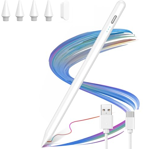 Stylus Stift für ipad Pro/Air (2018-2024) 10th/9th/8th/7th/6th Gen, Apple ipad Pro 11/12.9''/Apple ipad Air 5th/4th/3th Gen/Apple ipad Mini 6th/5th Gen/Magnetisch Active Pencil(Weiß)