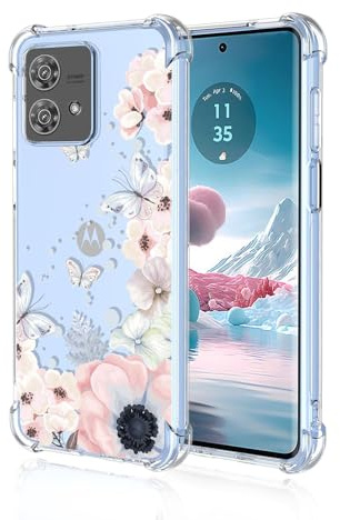 BORYA Case for Motorola Edge 40 Neo, Shockproof TPU Bumper Clear Ultra Thin Soft Silky Premium Silicone Cover with Cute Elegant Simple Pattern, A48