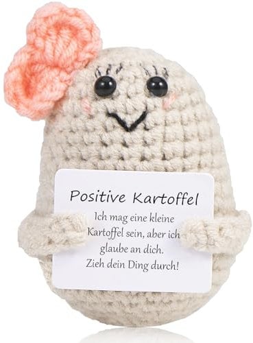 XBOCMY Pocket Hug Positive Kartoffel, Kreative Strickwolle Kartoffel Puppe mit Positiver Energiekarte, Mutmacher Geschenk, Beste Freundin Geschenke für Freundin Kleine Geschenke für Frauen