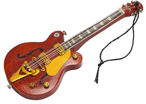 WOOXGEHM Mini e Gitarre Modell, Handgefertigte Miniatur Simulations e Gitarre aus Holz mit Schallwandgerät, Verwendet für Musikfestival Dekorationen, Party Dekorationen, Geschenke Usw.(14)