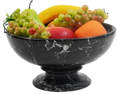 Radicaln Marble Fruit Bowl Black 10'x5' Inch Handmade Fruit Storage Bowl for Kitchen Décor - Ideal Decorative Fruit Bowl for Kitchen Counter Décor