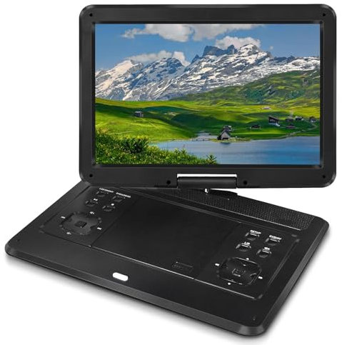 Lettore DVD Portatile Da 22'' Con Schermo Girevole Da 14,1 Pollici, Lettori Di Giochi TV HD Super Sottili, Supporto Per Auricolari/scheda SD/USB/ingresso AV/uscita AV,Black