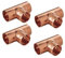 Lot de 4 pièces en cuivre type TE de 15 mm H-H-H, à souder avec tube rigide en cuivre, plomberie, chauffage, gaz, ACS, énergie solaire.