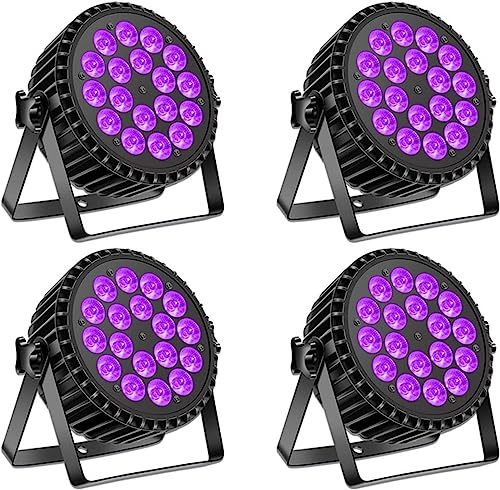 DELIBANG Par LED UV RGB Luci Palcoscenico Discoteca DJ Faretti 18 LED Par DMX Auto Sound 200W, 8CH Alluminio Fari LED Effetti Luce Stroboscopica Discoteca DJ per Festa Show Halloween Natale-4