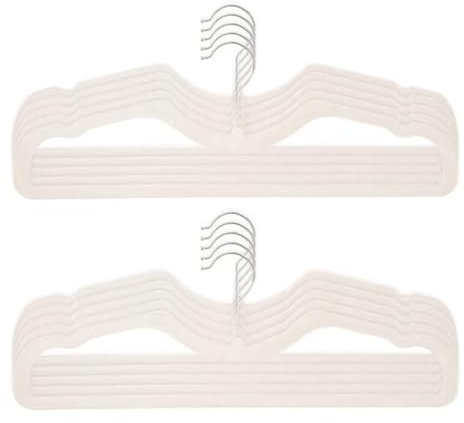 CUTSKY Paquete de 50 perchas de terciopelo, ultra delgadas y de cuello corto, gancho giratorio de 360 grados, perchas de fieltro antideslizantes duraderas que ahorran espacio, beige B