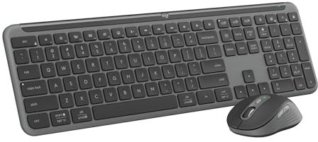 Logitech MK950 Signature Slim – Clavier et Souris sans Fil AZERTY FR, Design élégant, Frappe et clics discrets, 3 appareils, Multi-OS, Windows et Mac – Graphite