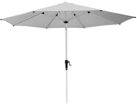 Aluminium Sonnenschirm 300 cm mit Kurbelsystem - runder Sonnenschirm 3m Durchmesser - Farbe Silber Grau