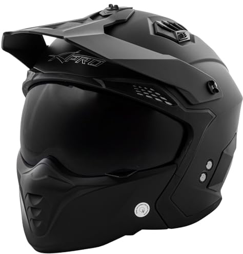 Motorrad Jet Helm Cafe Racer ECE 22-06 Sonnenblende Scooter Matt Schwarz XXL