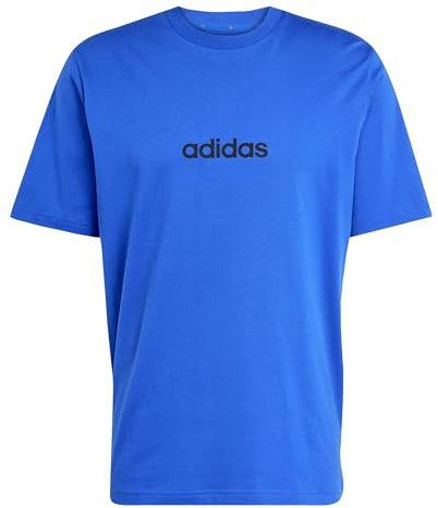 adidas Men's Essentials Linear Single Jersey TEE, Team Royal Blue/Black, L
