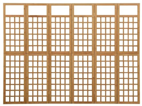 PIXZSSI 6-TLG. Raumteiler Indoor Massivholz Tanne 242,5x180 cm Vielseitig Spalier Bietet Ausreichend Platz für Pflanzen Wohnzimmer Klappdesign Trennwand Dekorative Funktion Schlafzimmer