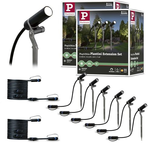 Paulmann 5216 Set Plug & Shine LED Gartenstrahler Plantini 6er-Set IP65 rund 21mm 3000K 6x1,4W 6x90lm 230/24V 45° Anthrazit Aluminium