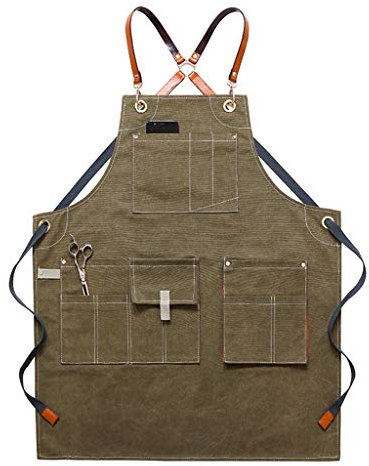 Fcnjsao Grembiuli per la lavorazione del legno, per uomini e donne, grembiule da lavoro con tasche, regolabili per cinghie posteriori a croce, cucina