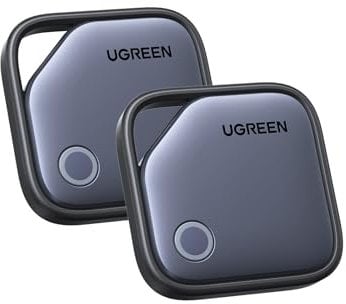 UGREEN Bluetooth FineTracker Tag 2 Pack, 2-Year Replaceable Battery, Compatible with Apple Find My (iOS only), 80dB Alarm Volume, Item Finder and Locator for Keys, Wallet, Luggage, Suitcase and More