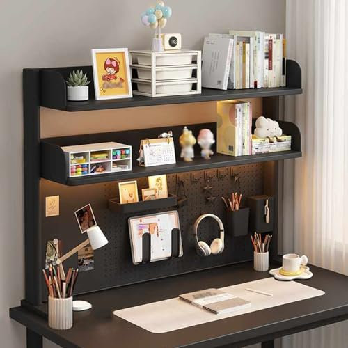 Ahtadums Clamp On Desk Organizer Shelf, Multipurpose Countertop Hutch Bookshelf, Desk Shelf Clamp, Adjustable Desktop Bookshelf, Desktop Display Rac (Black, 100cm)