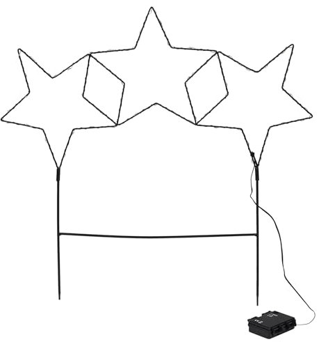 Meinposten Gartenstecker Stern LED Weihnachtsbeleuchtung Batterie Timer warmweiß 60x60 cm