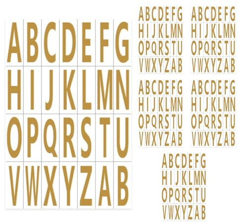 5 Sheets Letter Stickers,Gold Self Adhesive Letter Stickers,A-Z Letter Stickers for Scrapbooking,Waterproof Vinyl Stick,76 * 30mm Capital Letters Stickers,Large Letter Stickers