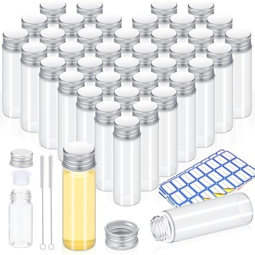 40 Piezas 20ml Tubo de Ensayo de Cristal con Tapa para Líquidos y Polvo