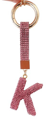 ZVRSUA Schlüsselanhänger Buchstabe K für Frauen und Mädchen, Schlüsselanhänger Rosa Glitzer，Zubehör für Schlüssel/Autoschlüssel/Handtaschen/Bag Charms/Rucksack Anhänger，Geschenke für Damen Freundes(K)