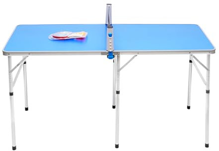 Donened - Tischtennisplatte Klappbar, Mini Tischtennisplatte mit 2 Schläger, 3 Bälle & Tischtennis-Netz, Tischtennistisch für Innen Außen, 152 x 76 x 76cm