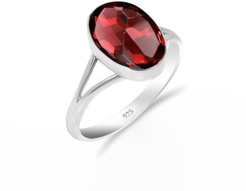 HIMALYA QUARTZ Granat Silber 925 Ring Oval 10x12mm Handgemachter Boho Damen Herrenring fur Verlobungring, Hochzeit HQ-SR65-GRNT-10