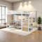 Wyibwy Letto a soppalco in metallo 140x200 con scala di immagazzinamento con ripiani e tavolo, design della recinzione di sicurezza con assi di metallo giuntate, letto bambini, bianco