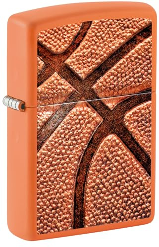 Zippo Sturmfeuerzeug - Basketball, Orange Matte, Texture Print - Nachfüllbar - Wiederverwendbar - Windfestes Design - Geschenkbox - Made in USA