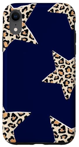 Marineblau Leopard Stern Gepard Print Y2K Star Hülle für iPhone XR