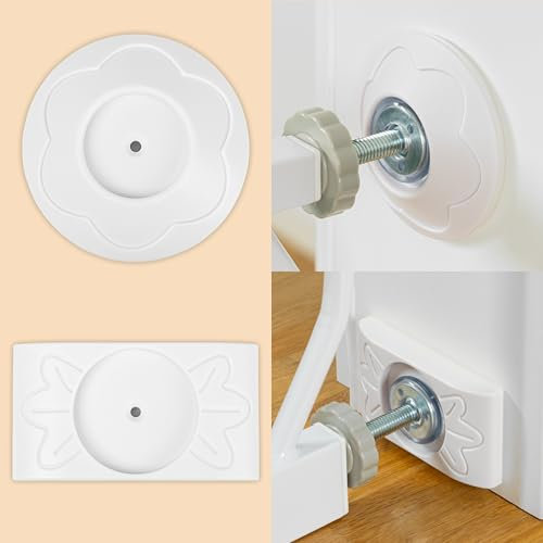 ib style 4er Set Wandschutz Pads für Tür- & Treppenschutzgitter – Wandschoner gegen Abdrücke & Kratzer, Anti-Rutsch Wandschutz für Babygitter, Ohne Bohren, Sicherer Halt, Weiß