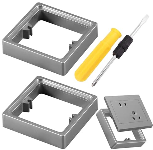 2 Set Double Socket Spacer, Light Switch Spacer 20mm Grey with 4 PCS 5cm Screws, 1 pcs Small Cross Dual-Purpose Screwdriver Double Socket Spacer for Light Switch Back Box Socket Back Box Extender