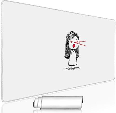 Tapis de Souris Blanc sous Main Bureau Tapis de Souris Gaming XXL 1400x600x3mm Mouse Pad Caoutchouc Fille Grand sous Main Gamer Accessoires PC Imperméable, pour Clavier Ordinateur Portable w-8772