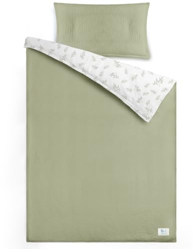 lulumoon Kinderbettwäsche 100x135: Bettbezug 100x135 + Kissenbezug 40x60cm aus Musselin Oeko-TEX Standard – Leicht und Komfortabel Bettwäsche Set