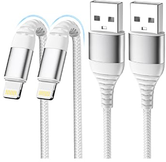 LumFocus 2M+2M Cable Cargador iPhone Carga Rápida,[MFi Certificado],Cable iPhone Carga Rápida Nylon Trenzado Cable USB-A a Lightning para iPhone 14 13 12 11 Pro Max Mini XS XR X 8 7 6s 6 Plus SE,iPad