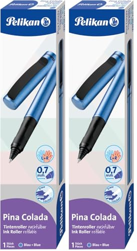 Pelikan Tintenroller Pina Colada inkl. Standard-Tintenpatrone nachfüllbar, blau, 1 Stück (Packung mit 2)