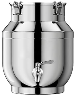 Edelstahl Milchkanne 10l Mit Deckel,Edelstahleimer Mit Deckel MilchkäNnchen Milch Barrel Farm Milk Transport Can Bucket Sealed Can Pitcher FüR WeinküBel Eimer Tote Krug öLfass Tank(D,10L)