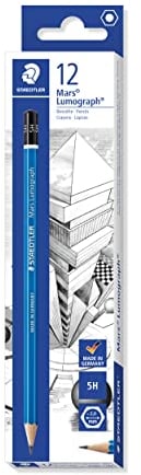 STAEDTLER Zeichenbleistift Mars Lumograph, Härtegrad 5H, unglaublich bruchfeste Premium-Bleistifte, hohe Qualität, spezielle Minenrezeptur, Sechskantform, 12 Bleistifte in Faltschachtel, 100-5H