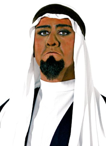Scheich Bart - Professionelle Bartkombination - Arabischer Kinnbart aus Echthaar - schwarz - Verkleidung Kostüm-Accessoire Karneval Fasching (inkl. Hautkleber)