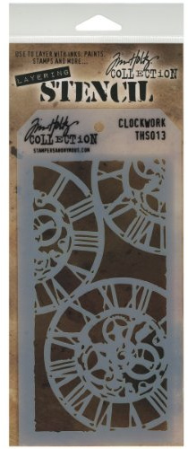 Stampers Anonymous Tim Holtz Layered Stencil, 4.125 by 8.5-Inch, Clockwork